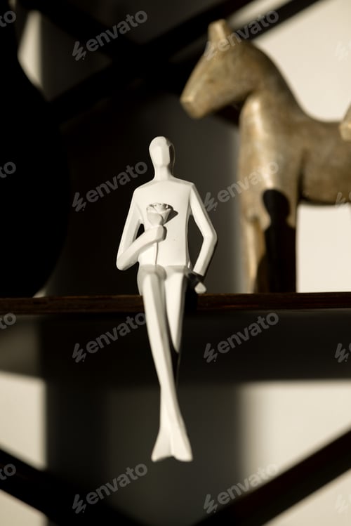 Preview: Elegant Still Life with Figurines on Shelf