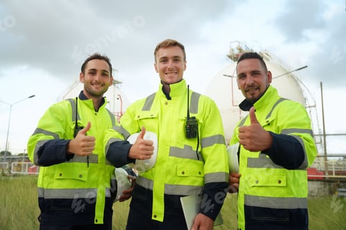 Preview: Professional engineer working in a petroleum refinery, Oil refinery and gas processing plant.