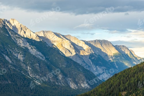 Preview: Beautiful mountain landscape sunset. Scenic view.