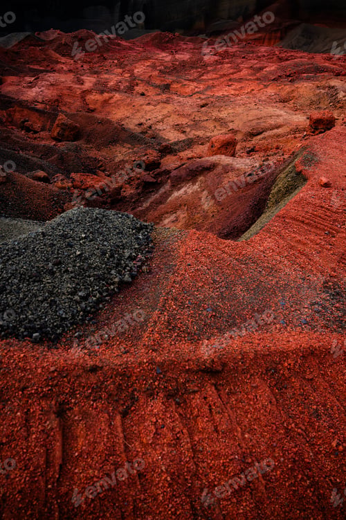 Preview: Martian landscapes in Iceland. The red crater of The Seydisholar volcano.vertical copy space banner