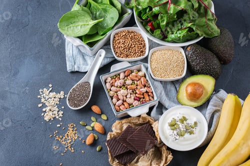 Preview: Assortment of healthy high magnesium sources food