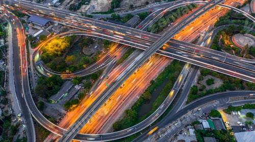 Preview: Aerial view elevated road and traffic junctions, Modern construction design traffic ways traffic.