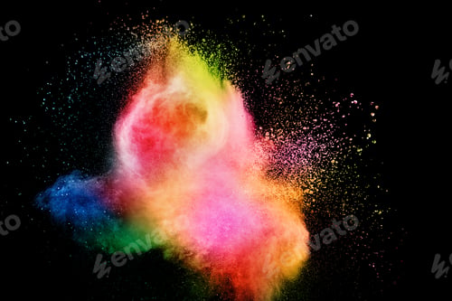 Preview: Abstract color powder explosion on black background