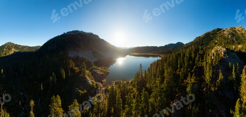 Preview: Aerial Panoramic View of Glacier Lake in the Canadian Mountain Landscape
