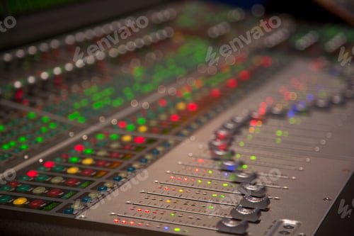 Preview: Close-up of sound mixer for video and movies