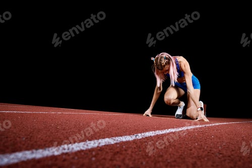 Preview: Female track runner on the starting block