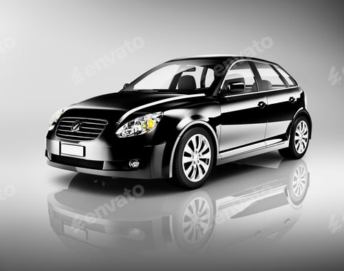 Preview: Three-Dimensional Shape Black Sedan Studio Shot