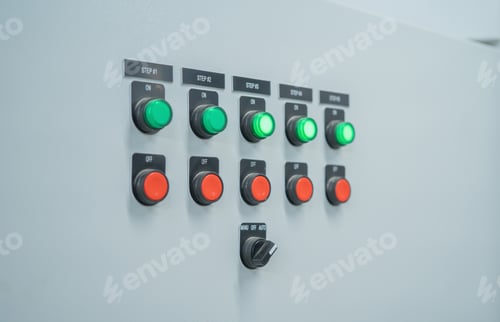 Preview: Industrial electric switch panel power plant in industry factory. Switchgear operation control
