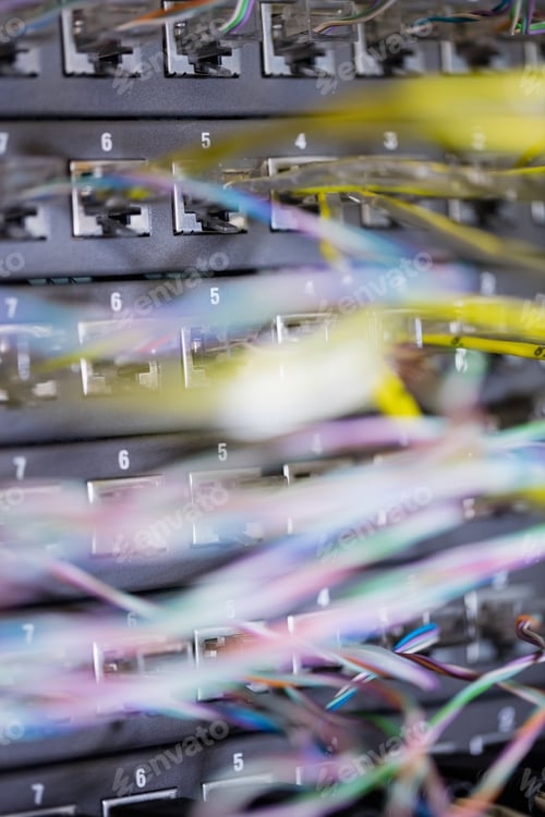 Preview: Close-Up Of Connected Wires In Socket At Sever Room