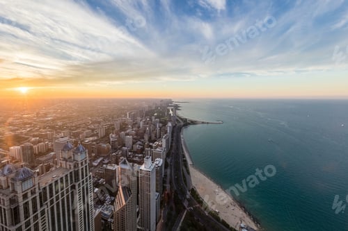 Preview: Chicago Illinois Skyline at Sunset