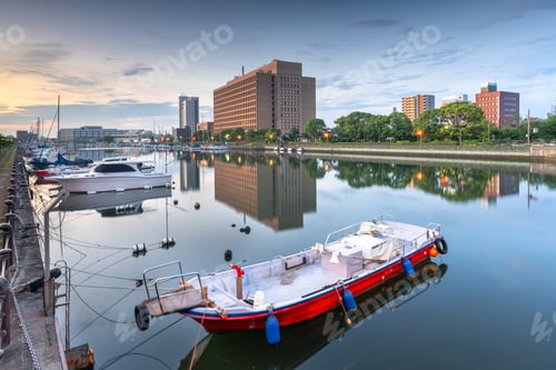 Preview: Tokushima, Japan downtown cityscape on the Shinmachi River