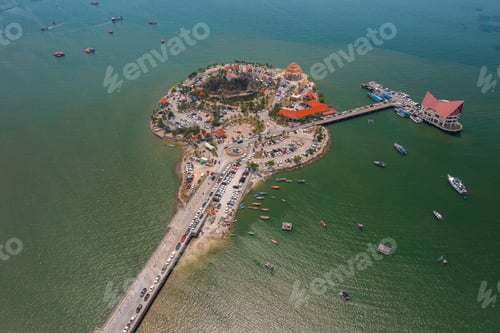 Preview: Golden Chedi, Koh Loi Temple, Sunset, Chonburi Province, Asia, Thailand