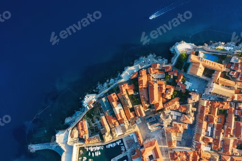 Preview: Dubrovnik, Croatia. Aerial view on the old town. Vacation and adventure. Town and sea.
