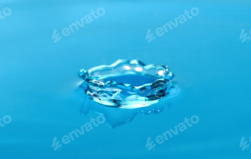 Preview: Splash of blue water with drop, closeup