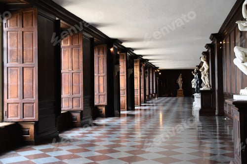 Preview: dark academia interior of an old building