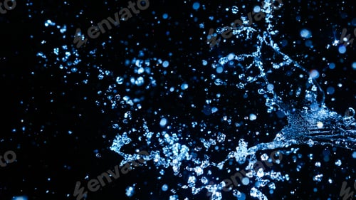 Preview: Blue Water Splash On Dark Background For Abstract Water Freshness Concept