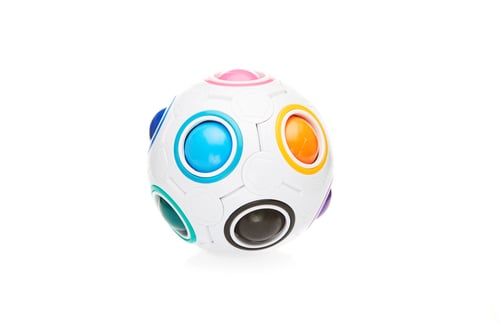 Preview: Ball shaped puzzle toy with colored balls isolated on white background