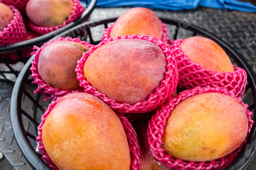 Preview: Stacks Of Mango Fruits In A Basket At Traditional Marketplace, Taiwan