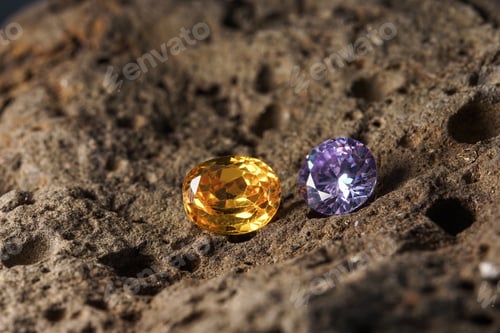 Preview: Natural Sapphire gemstone, Jewel or gems on black shine color, Collection of many different natural