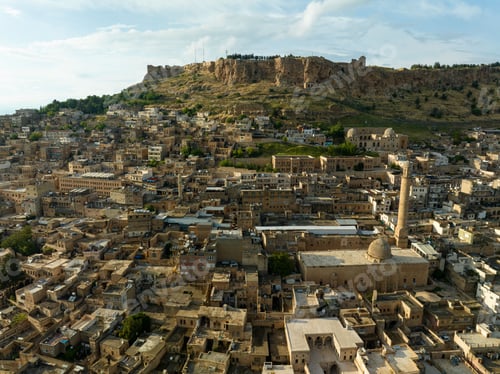 Preview: Aerial view of Mardin, Turkey and its historic architecture.