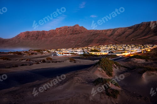 Preview: Famara city in the evening on Lanzarote island