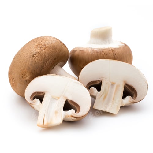 Preview: Fresh Brown Mushrooms on a White Background