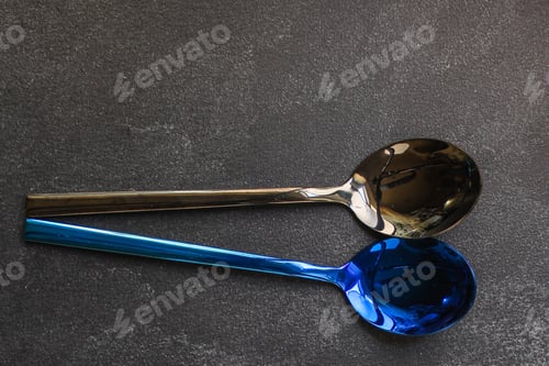 Preview: Cutlery Rustic, Used For Eating Or Serving (Fork, Knife, Spoon, Plate - Set). Food Background. Copy