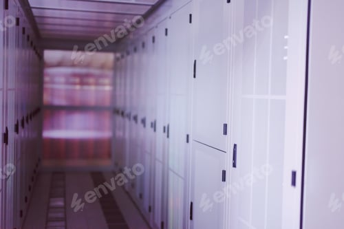 Preview: modern server room with white servers
