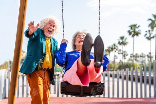 Preview: Senior couple of old people dating outdoors