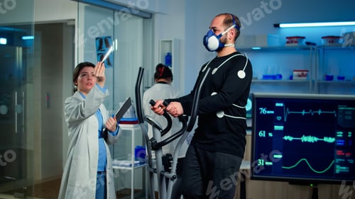 Preview: Medical researcher examining evolution of athlete's health condition
