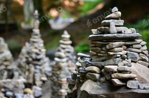 Preview: A strange composition of small mountain rocks. imitation of ancient buildings on a reduced scale