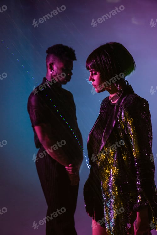 Preview: Sensual young dancers near smoke