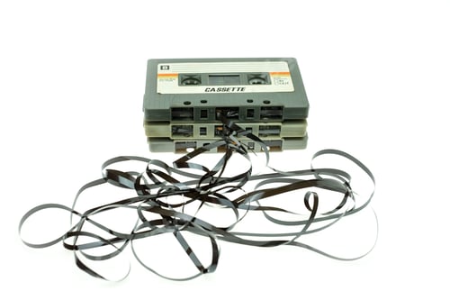Preview: Vintage compact cassette tape on white background