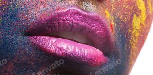 Preview: Sexy pink lips of woman with creative makeup