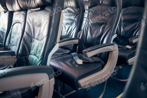Preview: Empty passenger airplane seats in the cabin