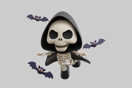Preview: Cartoon grim reaper with bats