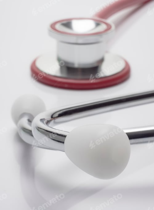 Preview: Stethoscope isolated on white background, conceptual image, vertical composition