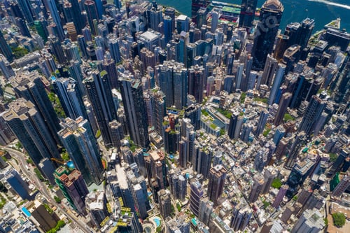 Preview: Central, Hong Kong 15 July 2020: Top view of Hong Kong city