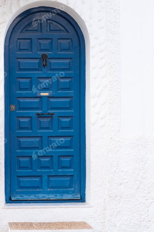 Preview: Blue Door and White Wall Architecture Detail