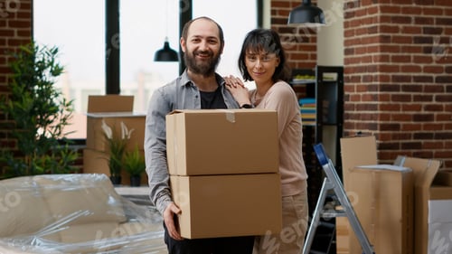 Preview: Portrait of life partners buying house on loan to move in