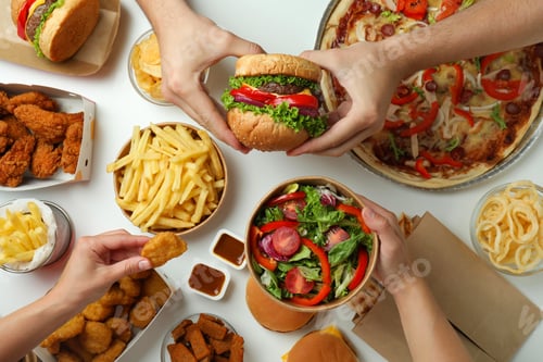Preview: Concept of fast food on white background