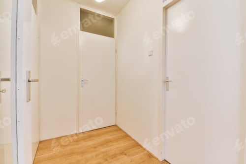Preview: Narrow corridor with doors and lamp