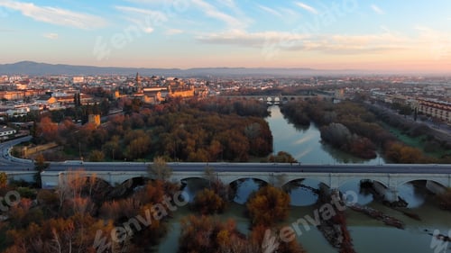 Preview: A view from above of the Mosque-Cathedral of Cordoba and the Roman bridge