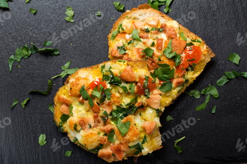 Preview: Delicious homemade fried egg in toast for breakfast