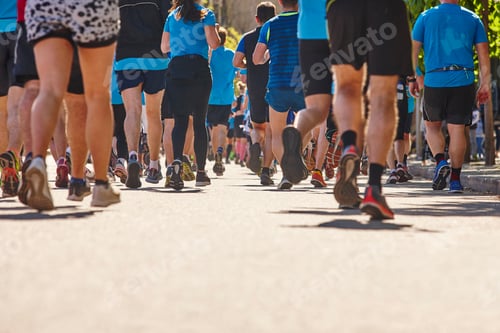 Preview: Marathon runners on the street. Healthy urban lifestyle. Athletes