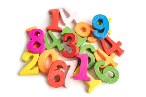 Preview: Math number colorful on white background, education study mathematics learning teach concept.