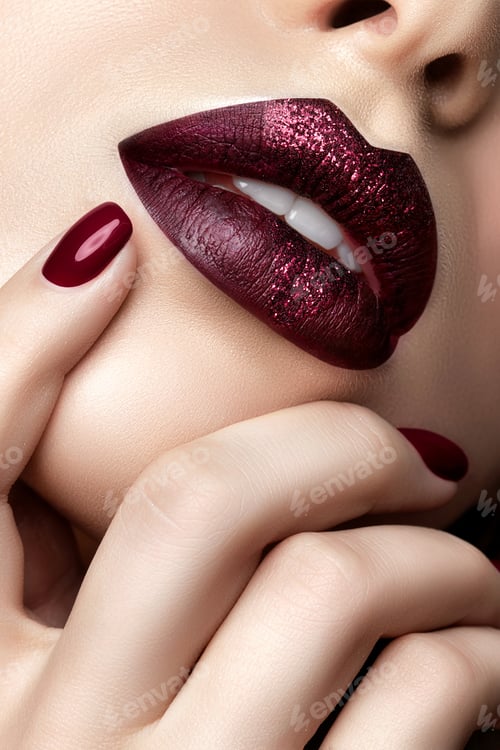 Preview: Close up view of beautiful woman lips