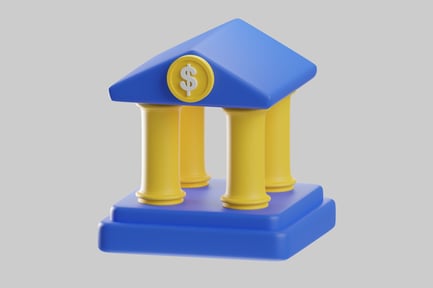 Vista previa: Edificio bancario de dibujos animados con columnas