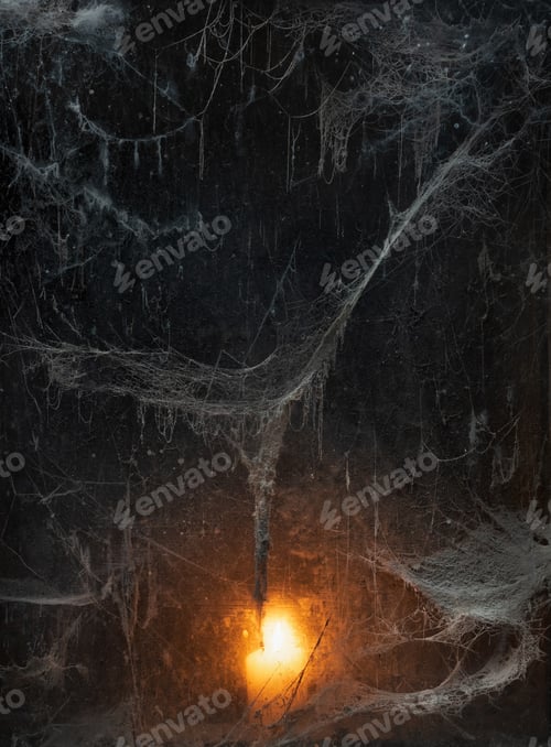 Preview: Dark Halloween background with spider web