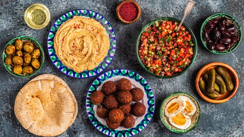 Preview: Falafel and hummus - traditional dish of Israeli and Middle Eastern cuisine